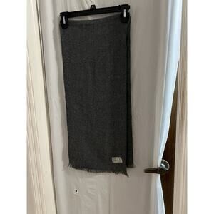 Courtelle Gray Fringed Made In France Acrylic Scarf 11.5x54 Vintage Preppy